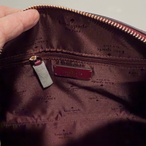 Kate Spade New York Madison Large Dolly Duffle Crossbody Bag Purse Burgundy Gold - Picture 13 of 13